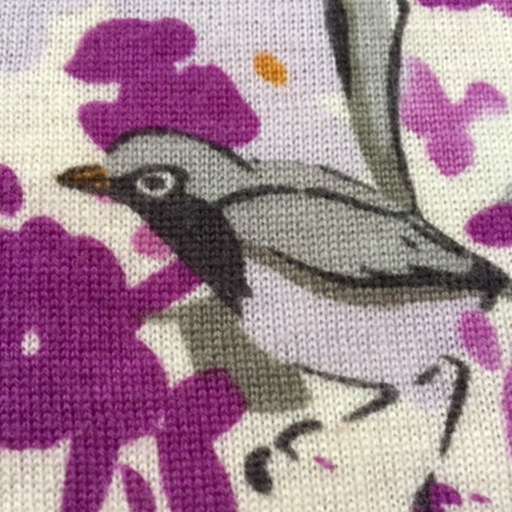Garnet Hill Merino Birds Cardigan M